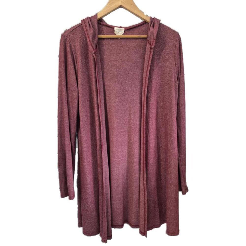 Caution To The Wind Ladies Hooded Open Front Cardigan Below Waist Length